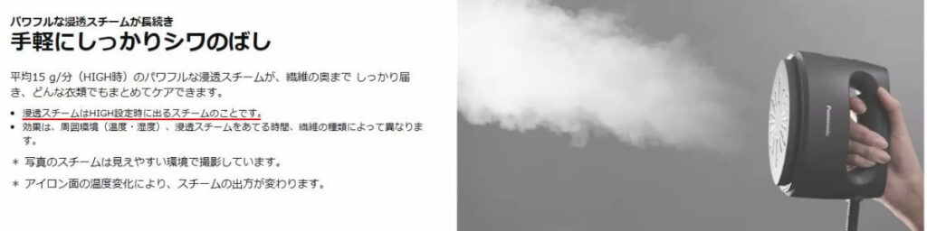 NI-FS70Aの浸透スチームの噴射イメージ（HIGHモード時）