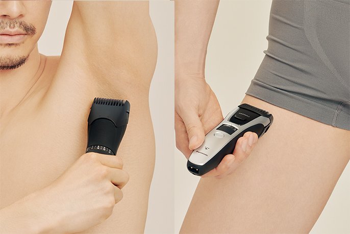 ER-GB74を使ってワキ・脚をケアする様子｜ボディアタッチメント使用例