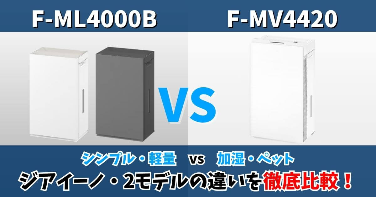 F-ML4000BとF-MV4420の違いを比較｜ジアイーノ2モデルの機能や特徴を分かりやすく対比したイメージ