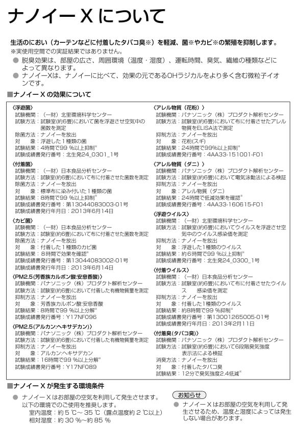 パナソニック DS-FZX1200 取扱説明書 ナノイーXの効果説明
