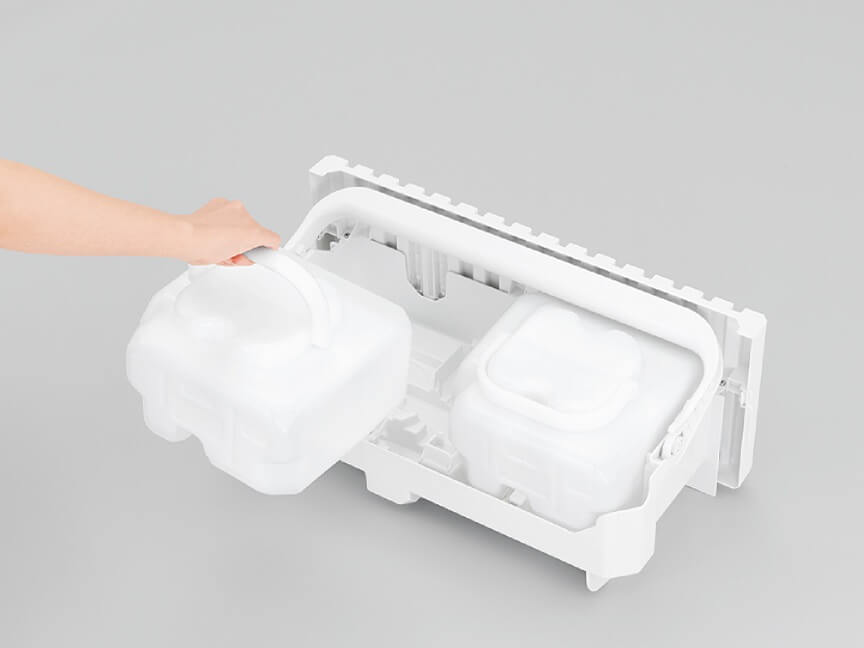 FE-KXP20とFE-KXP23は6Lタンクを1個ずつ取り外して持ち運び可能