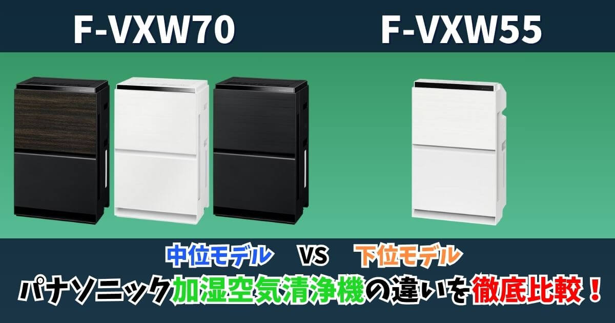 F-VXW70とF-VXW55の違いを比較したサムネイル画像｜パナソニック加湿空気清浄機