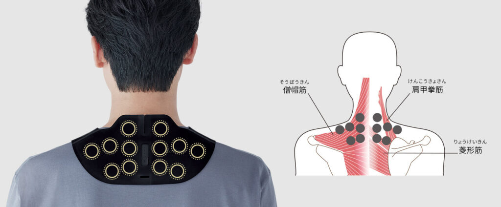 EW-RA550 コリコランワイドのケア範囲|高周波デバイス12個で肩を広範囲ケア